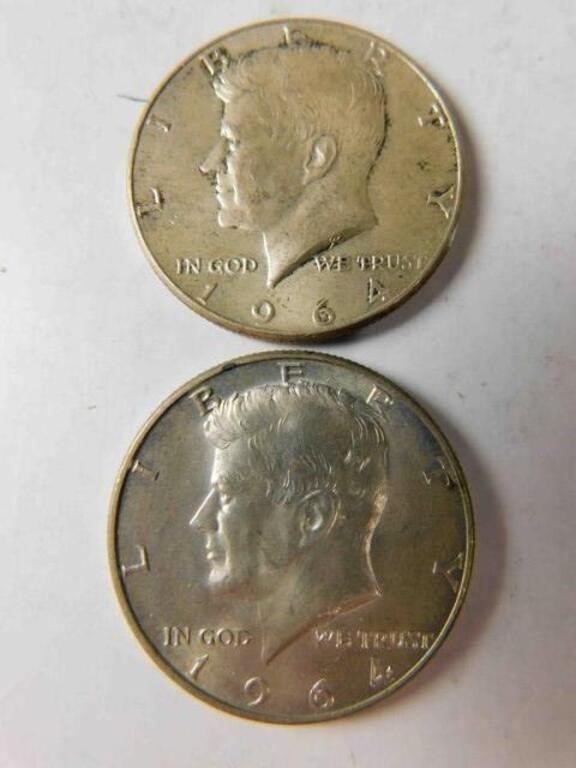 1964 Kennedy half dollars (x2)