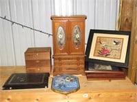 Group of Household Items including Jewelry Box,