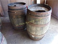 Vintage Oak Barrels With Damage