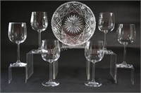 Crystal Cut Glass Bowl & Stemware Glasses