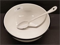 11.5" Enamelware Mixing Bowl & Serving Spoon