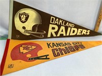 2 vintage NFL football pennants Chiefs Raiders