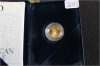 2001 GOLD US AMERICAN EAGLE 1/10 OZ W/BOX AND COA