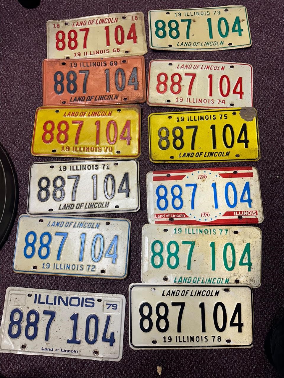 ILLINOIS License Plates  - 68-'79, '
