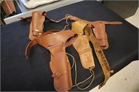 3 toy gun holsters 1 leather Fanner 50