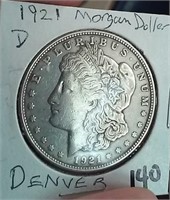 1921 DENVER US Morgan silver dollar