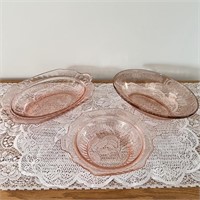 Pink Depression Glass (3 Pieces)