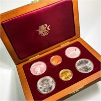 1984 US Mint Olympic Six Coin Silver & Gold Set