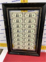 Framed 2009. Federal reserve notes uncut.