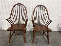 Pr of Windsor Spindle Back Arm Chairs