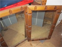 Pair of Mid Century Wood Frame Wall Mirrors