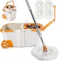 Masthome Spin Mop and Bucket with Wringer Set,