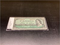 Canadian one dollar bill 1954