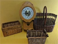 Beautiful 22"H kitchen clock with assorted wicker