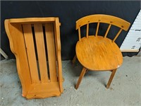 Wooden Doll Cradle 24" with 24" child's chair