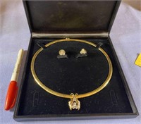 (3 PCS) 14K GOLD CHAIN PENDANT & PAIR OF EARRINGS