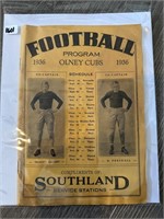 OLNEY CUBS FOOTBALL PROGRAM 1936