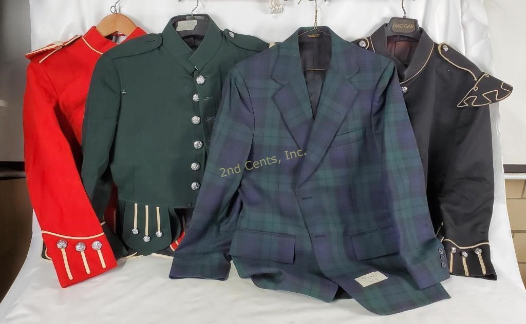 4 Vtg Kilt Jackets - Plaid, Red, Green | Live and Online Auctions on ...