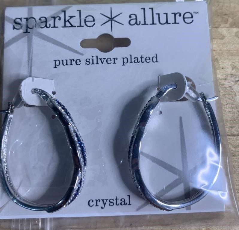 Sparkle Allure Crystal Pure Silver Over Brass Oval