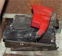 (9) steel splitting wedges & fire axe head