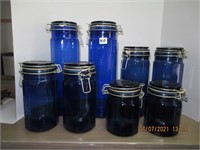 Set of Blue Counter Jars