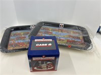 2 CASE IH SERVING TRAYS AND HAPPY HOLIDAYS
