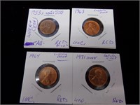 1953 wheat, 1963, 1964, & 1971 uncirculated pennys