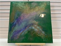 Green Acrylic and Resin Painting