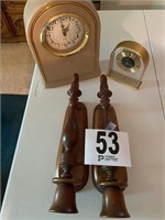 Wooden Sconces & (2) Clocks (M Bedroom)