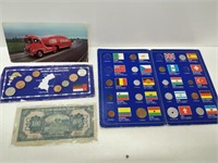 Ephemera with Labatts Truck piece and Gulf coins