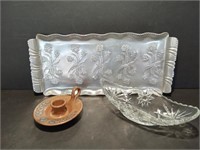 Rose Rectangle Serving Tray, Candlestick Holder an