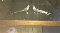 2 metal pheasants