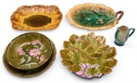 Lot of Assorted Majolica Dishes.