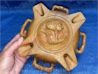 Unusual hand carved wood potpourri box - nice!