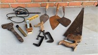 Assorted primitive tools, Purina cattle weight