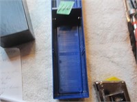 Topless blue plastic 9" storage box