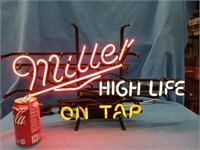 Miller High Life on tap neon light working