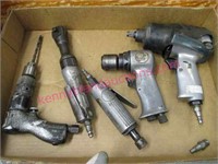 flat of 5 various pneumatic air tools (estate lot)