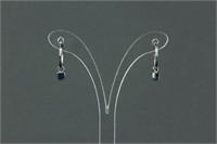 14K Gold Blue Diamond Hoop Earrings CRV $1599