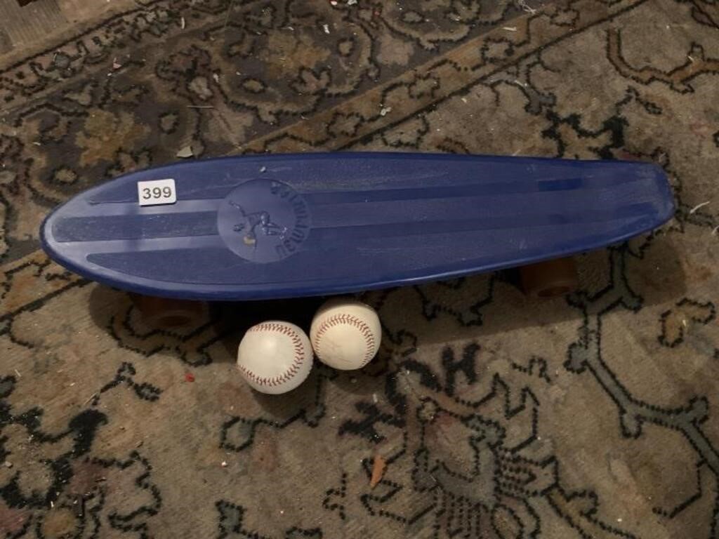 NEWPORTER BOARD AND TWO SIGNED BASEBALLS
