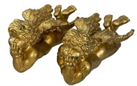 Pair of Signed Gold Cherub Figures