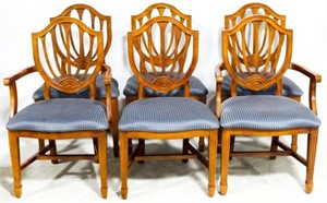 Set of 6 Shield Back Dining Chairs 37.5x22x21