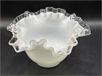 Fenton Silver Crest Milk Glass Bowl White Clear