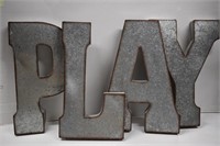 Large 3D Tin Letters PLAY 21" Tall