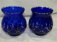2- Cobalt Blue Candle Holders 4 1/2" T