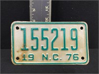 1976 NC Motorcycle License Plate