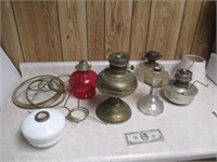 Lot of Vintage Oil Lamps & Lamp Parts