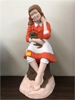 Girl w/Dog Statue Approx 16in Tall