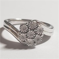 $140 Silver 7 Diamonds Ring