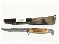 Queen Bone Handled Sheath Knife, 4 Inch Blade